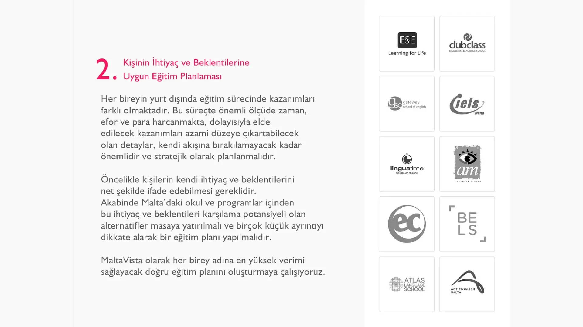 2 · İhtiyaç ve beklentilere uygun eğitim planlaması